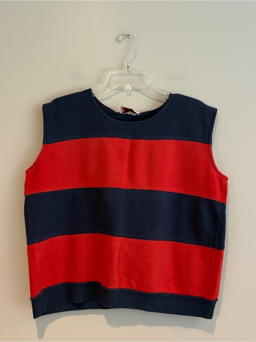 Vintage Nutmeg Milks Sleeveless Red and Navy Stripe Women's Tank Top Size XL